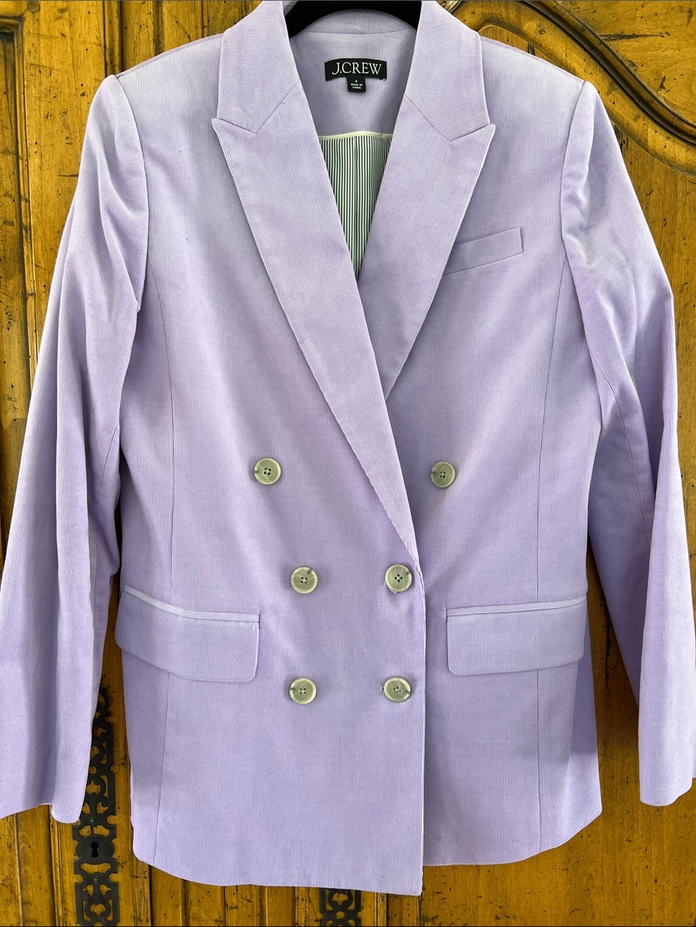 J. Crew Lavender Double-Breasted Corduroy Blazer